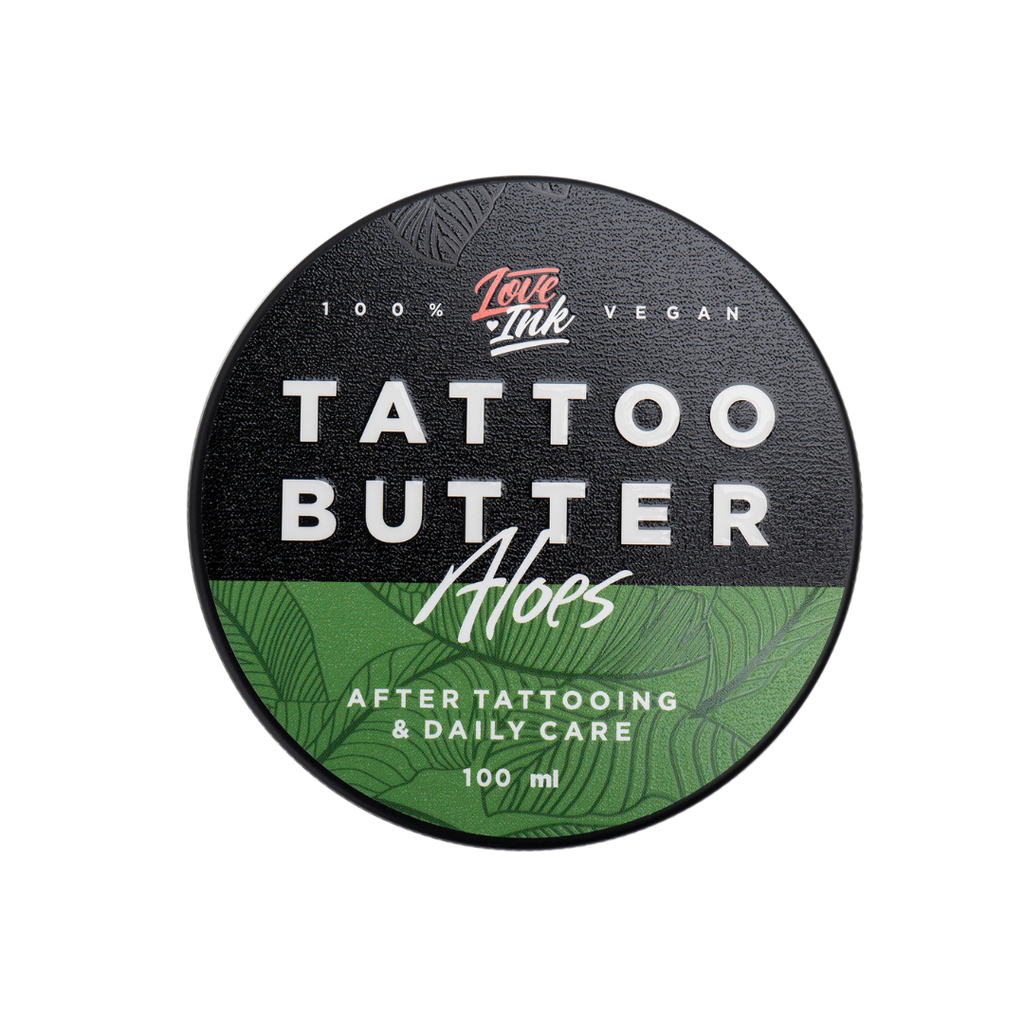Tattoo Butter Aloe 100ml balení v hliníkovém plechovkovém obalu se zelenou etiketou
