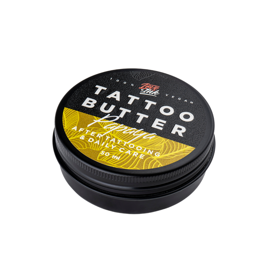Tattoo Butter Papaya v černé hliníkové plechovce se žlutou etiketou