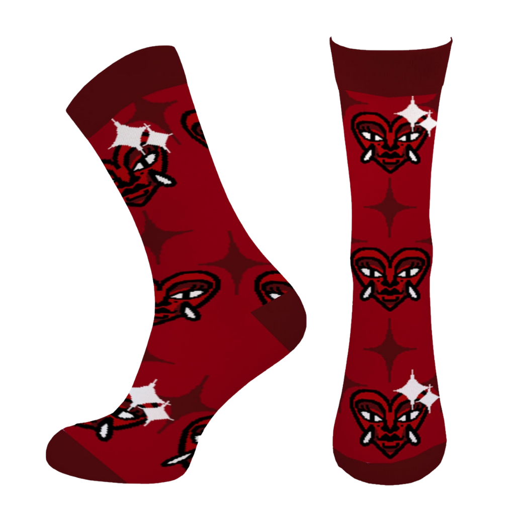 Cervené ponožky Loveink s motivem "heart", vytvořeným designérem Fat Kat.