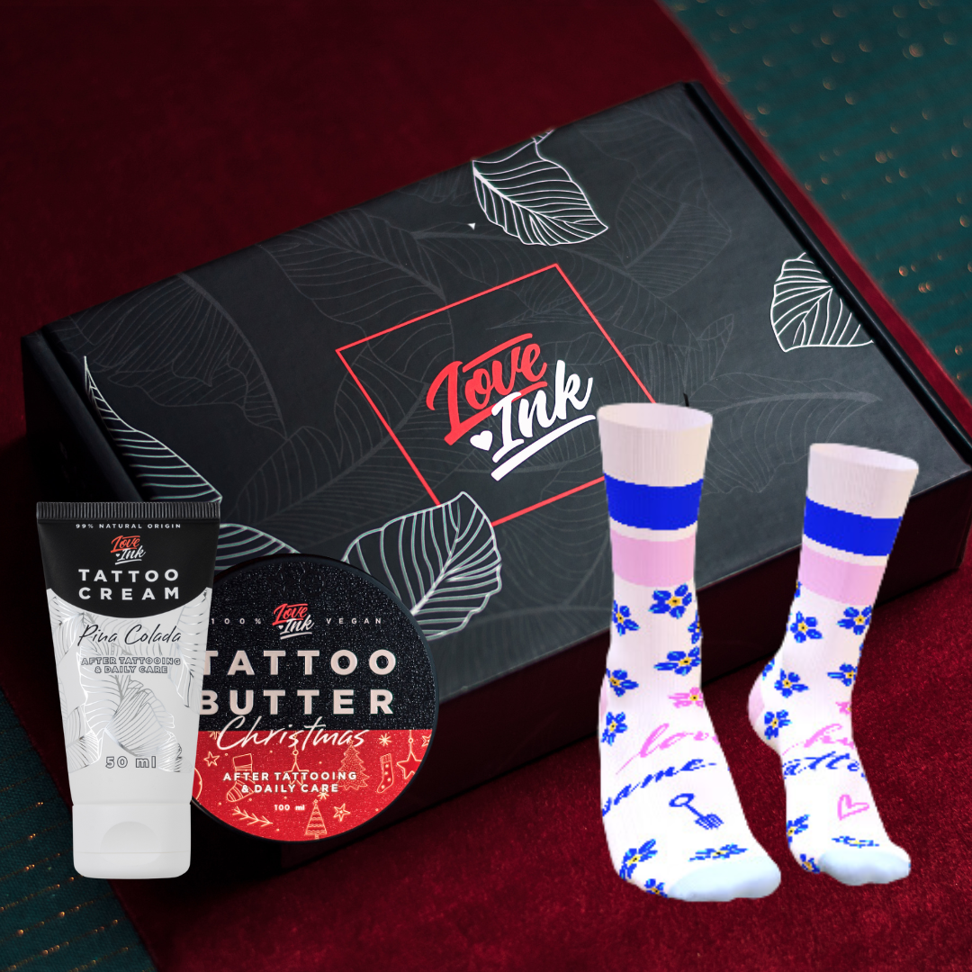 Dárková sada: Tattoo Butter Christmas + Tattoo Cream + Ponožky