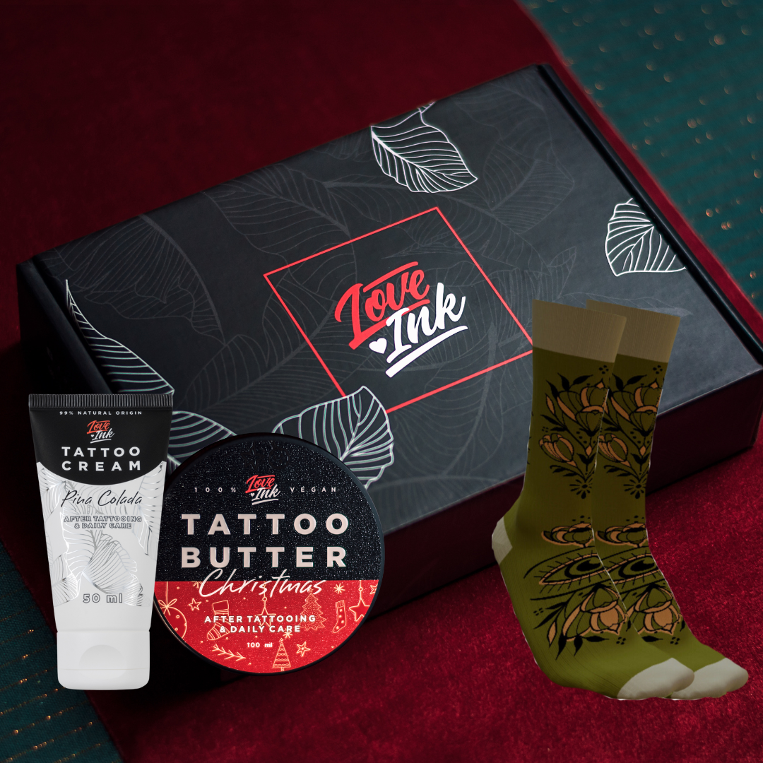 Dárková sada: Tattoo Butter Christmas + Tattoo Cream + Ponožky