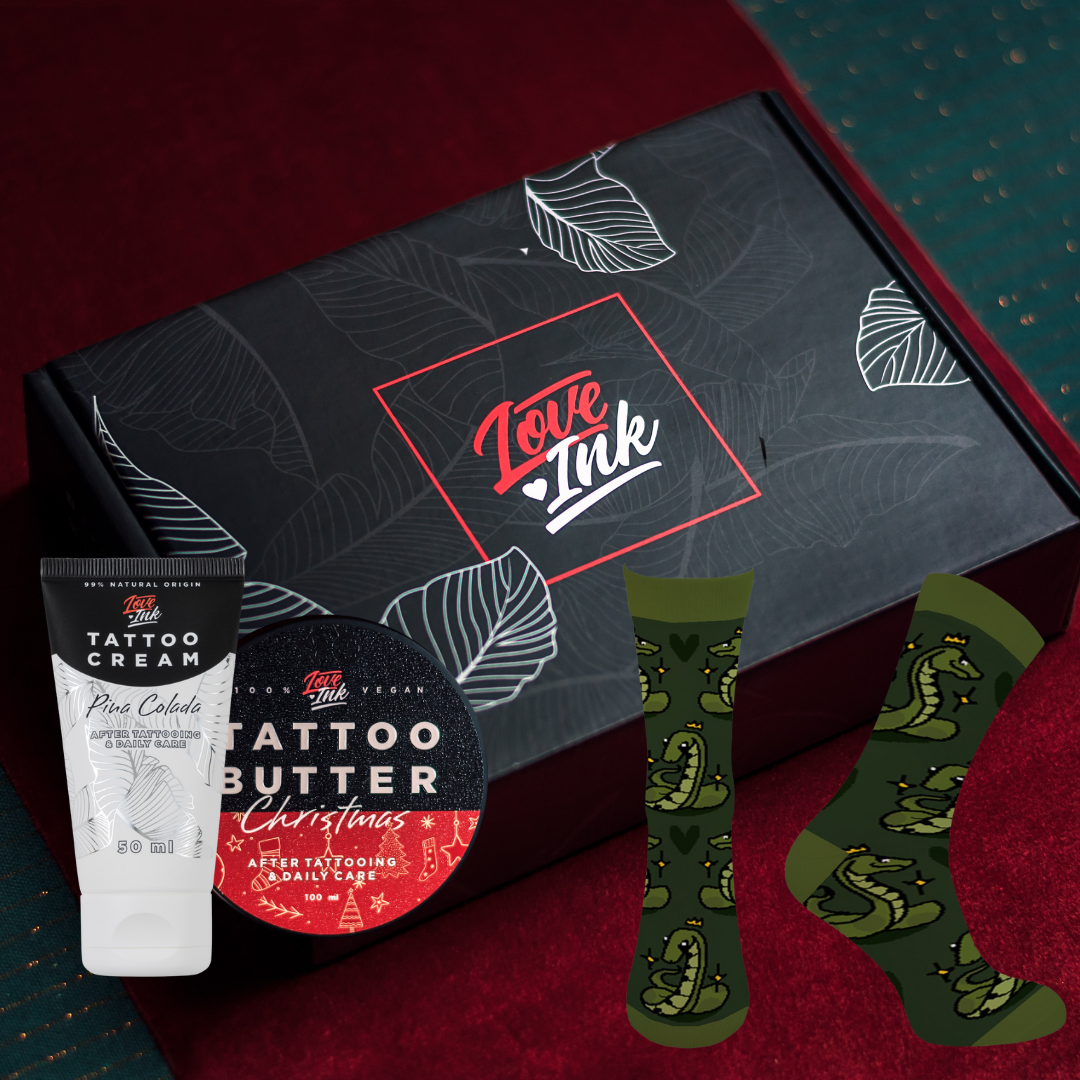 Dárková sada: Tattoo Butter Christmas + Tattoo Cream + Ponožky