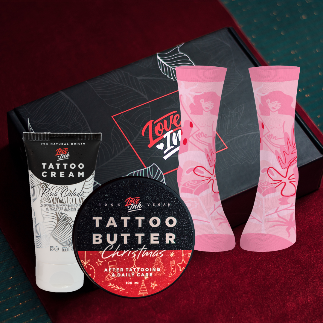 Dárková sada: Tattoo Butter Christmas + Tattoo Cream + Ponožky