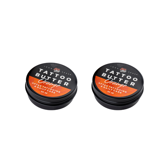 dvě balení Tattoo Butter Orange s oranžovou etiketou 50 ml