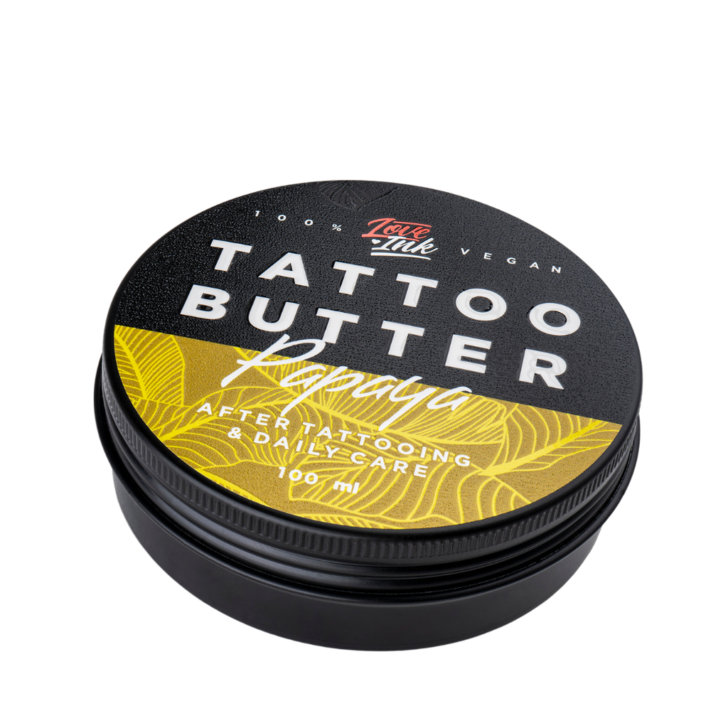 Tattoo Butter Papaya 100ml balení v hliníkové plechovce se žlutou etiketou